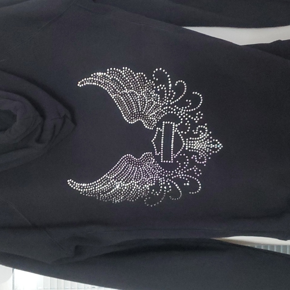 Harley zippered hoodie with rhinestone wings